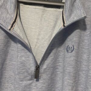 Magaschoni Men's Heather Blue Zip-Up Sweater